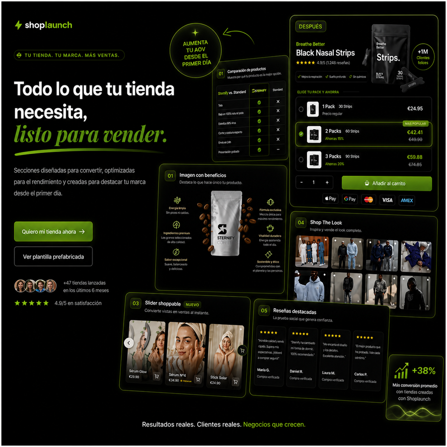 Una tienda preparada para que la hagas tuya en minutos.